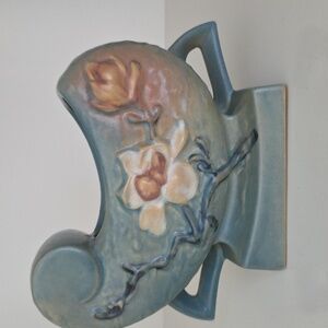 Roseville Pillow Vase Blue Magnolia